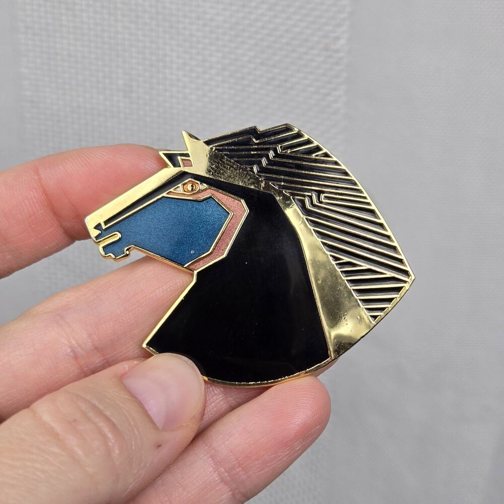 Laurel Burch Pin Enameled Gold Tone Wild Stallion Brooch Signed